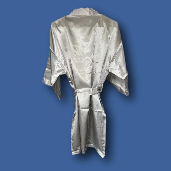 Kimono short Satin Robe Silver XL M MULTIPLE SIZES - Picture 7 of 12